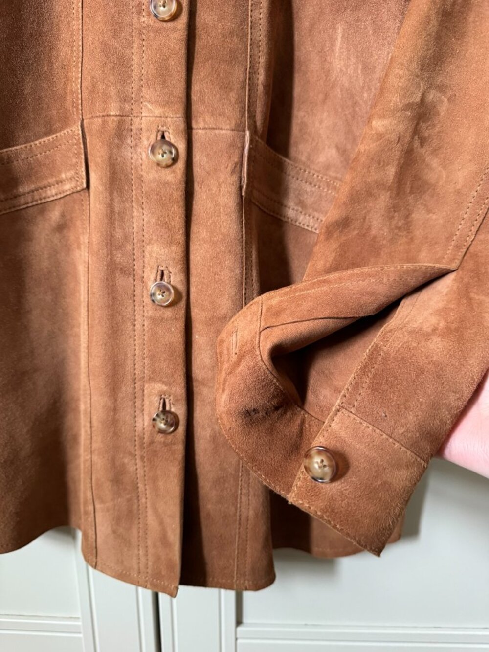 Sezane Will Jacket in Camel Suede, Size XS - Picture 8 of 9